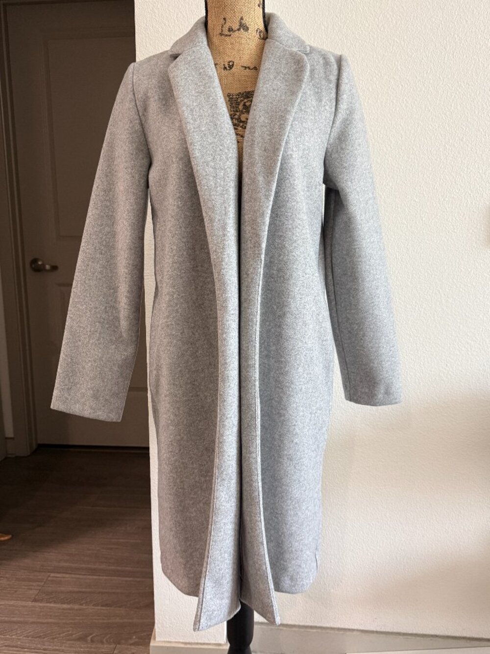 NWT Zara Light Gray Longline Open Front Coat Size M
